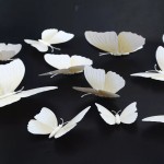 3D butterflies with magnet, house or event decorations, set of 12 pieces, white color, A33